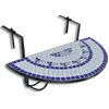 Image de vidaXL Table suspendue pour balcon Mosaïque bleue et blanche