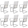 Image de vidaXL Chaise cantilever 6 pcs. Blanc Similicuir