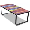 Image de vidaXL Table basse avec plateau en verre Impression arc-en-ciel