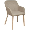 Image de vidaXL Chaises de salle à manger 4 pcs. Tissu beige et chêne massif