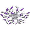 Image de vidaXL Plafonnier Violet et blanc avec feuilles acryliques 5x E14