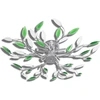 Image de vidaXL Plafonnier vert et blanc avec des feuilles acryliques 5x E14
