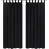 Image de 2 Pcs Rideau À Passant Micro Satin Noir 140 X 245 Cm Vidaxl