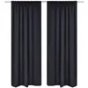 Image de 2 Pcs Rideau Blackout Occultant Noir Tête À Fente 135 X 245 Cm