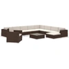 Image de vidaXL Ensemble salon de jardin 12 pièces avec coussins Poly rotin brun