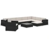 Image de vidaXL Ensemble salon de jardin 12 pièces avec coussins Poly rotin noir
