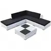 Image de Vidaxl   Salon De Jardin 6 Pcs En Résine Tressée Blanche   Coussins Amovibles 6 Cm   Table Basse En Verre 74x74x26 Cm   Ensemble Extérieur Durable