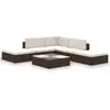 Image de Vidaxl - Salon De Jardin Avec Coussins 6 Pcs Résine Tressée Marron