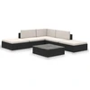 Image de vidaXL Ensemble de salon de jardin 6 pièces avec coussins Poly rotin noir