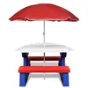 Image de vidaXL Table de pique-nique pour enfants avec bancs & parasol Multicolore
