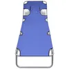 Image de vidaXL Chaise longue pliante avec coussin Acier revêtu par poudre Bleu