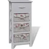 Image de vidaXL Armoire d'appoint avec 1 tiroir et 3 paniers Blanc bois de paulownia