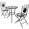 Image de Mobilier De Bistro 3 Pcs Carreaux Céramiques Noir Et Blanc