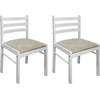 Image de vidaXL Chaises de salle à manger 2 pcs. Blanc hévéa massif et velours