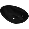 Image de vidaXL lavabo en céramique trou de robinet/trous de trop-plein noir ovale