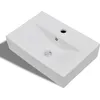 Image de vidaXL Vasque en c ©ramique avec trou pour robinet/trop-plein Blanc Rectangulaire