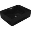 Image de vidaXL Céramique Lavabo avec trou pour robinet Noir Carré