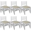 Image de vidaXL Chaises de salle à manger 6 pcs. Blanc bois massif et velours