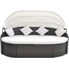 Image de vidaXL Lit lounge d'extérieur avec toit Poly rotin brun