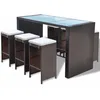 Image de vidaXL Ensemble bar de jardin 7 pièces avec coussins Poly rotin brun
