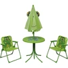 Image de vidaXL Ensemble de jardin bistrot 3 pièces pour enfants avec parasol vert