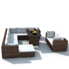 Image de vidaXL Ensemble de salon de jardin 10 pièces avec coussins Poly rotin brun