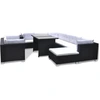 Image de vidaXL Ensemble salon de jardin 10 pièces avec coussins Poly rotin noir
