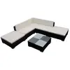 Image de vidaXL Ensemble de salon de jardin 6 pièces avec coussins Poly rotin noir