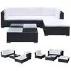 Image de vidaXL Ensemble de salon de jardin 5 pièces avec coussins Poly rotin noir