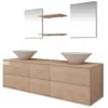 Image de vidaXL Ensemble de meubles de salle de bain et lavabo 7 pièces Beige
