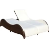 Image de Bain de soleil double avec support Poly rotin brun