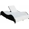 Image de vidaXL Bain de soleil double avec support Poly rotin noir
