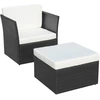 Image de vidaXL Fauteuil de jardin avec repose-pieds Poly rotin noir