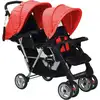 Image de vidaXL Poussette jumelle acier rouge et noir