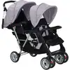 Image de vidaXL Poussette jumelle acier gris et noir