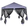 Image de vidaXL Tente pop-up hexagonale avec 6 parois latérales bleu foncé 3,6x3,1 m