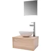 Image de vidaXL Ensemble de meubles de salle de bain 4 pièces avec lavabo et robinet Beige