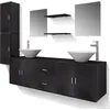 Image de vidaXL Ensemble de meubles de salle de bain 11 pièces avec lavabo et robinet noir