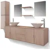 Image de vidaXL Ensemble de meubles de salle de bain 11 pièces avec lavabo et robinet Beige