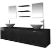 Image de vidaXL Ensemble de meubles de salle de bain 10 pièces avec lavabo et robinet noir