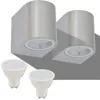 Image de vidaXL Applique murale extérieure LED 2 pcs. Rond vers le bas