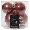 Image de Boules En Verre À Suspendre Velours Rose Dim 8 Cm Carton De 6