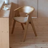 Image de Fauteuil Repas 54x59x79 Cm En Chêne Massif Et Tissu Bouclé