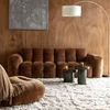 Image de Canapé 3 Places 264x102x84 Cm En Velours Cognac Et Bois De Pin