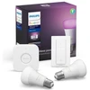 Image de PHILIPS HUE Kit de démarrage White & Colors 2 ampoules avec pont de connexion et télécommande variateur - 10 W - E27 - Neuf