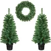 Image de Black Box Trees Ensemble Sapins De Noël Artificiels Et Couronne Vert H90xl45xl45cm