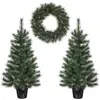 Image de Black Box Trees Ensemble Sapins De Noël Artificiels Et Couronne Vert H90xl45xl45cm
