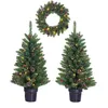Image de Black Box Trees Ensemble Sapins De Noël Artificiels Et Couronne Vert H90xl45xl45cm