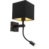 Image de Zeno - Applique Murale Avec Abat-jour - 1 Lumière - L 200 Mm - Noir - Moderne - Éclairage Intérieur - Salon I Chambre - Qazqa