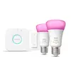Image de Philips Hue White & Color Ambiance Kit De Démarrage : 2 ampoules Connectées E27 (1100) + Variateur